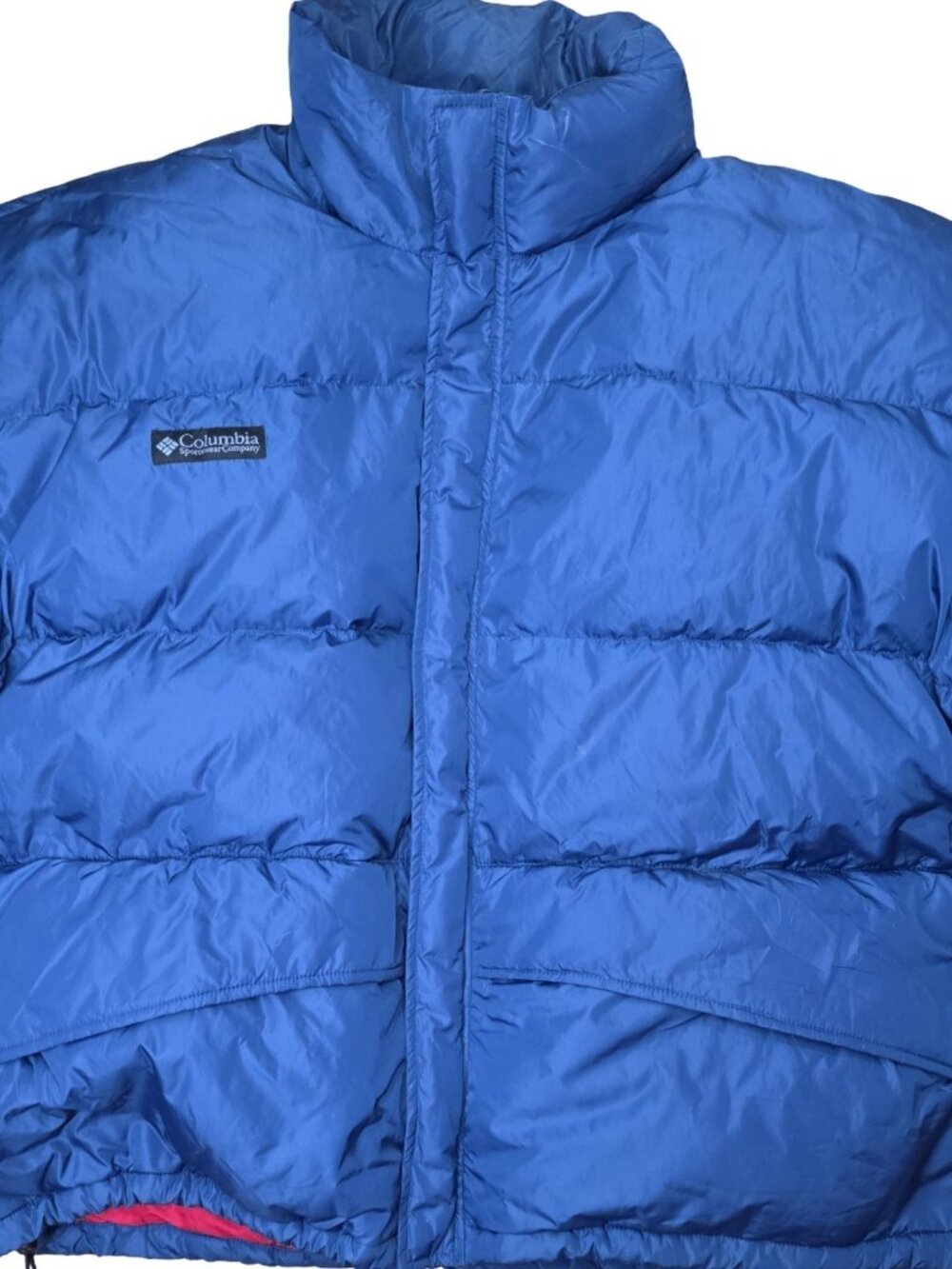 Vintage Columbia Blue/Red Puffer Jacket XL Unisex 90s Boxy Cropped Insulated 3L